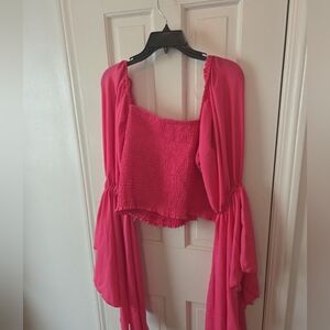 Women's Square Neck  Off Shoulder Blouse Flowing Sleeves (Fairycore Coquette